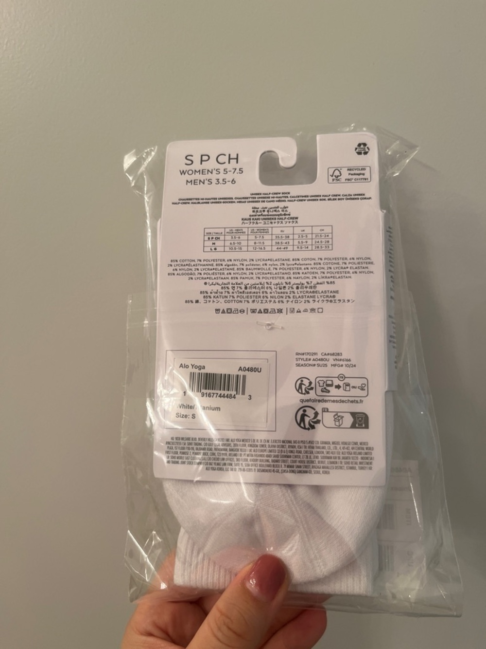 Alo yoga Unisex Half-Crew Throwback Sock White/Titanium New w tag! size: S GWP - Picture 6 of 7